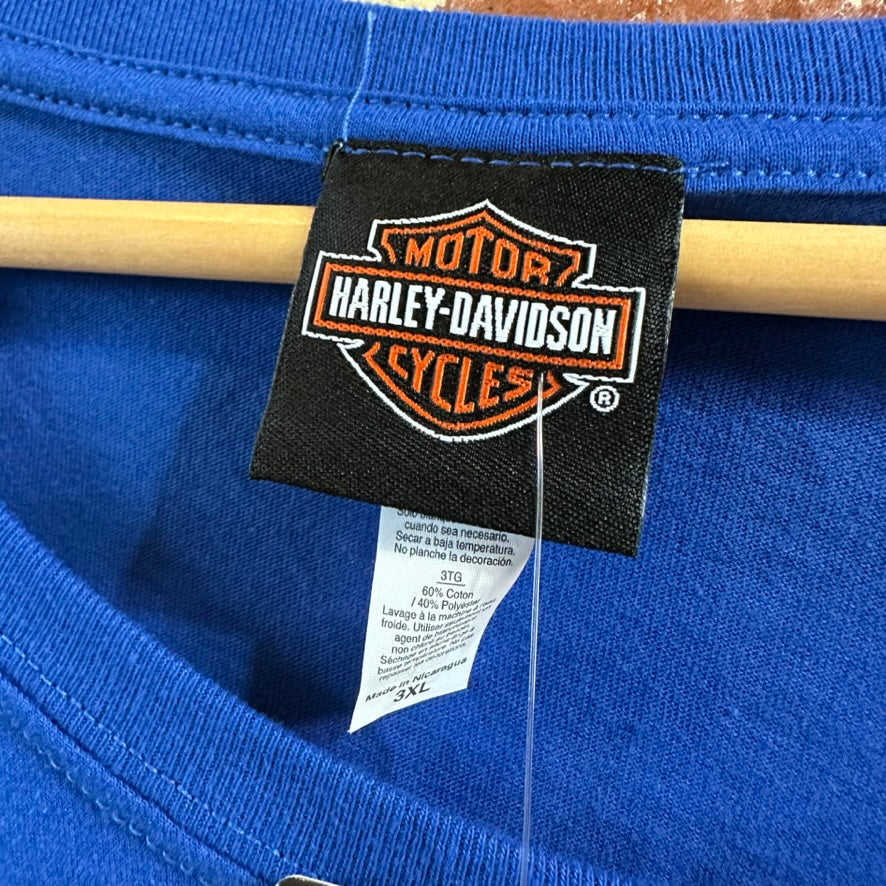 Harley Davidson Women's 2XL Short Sleeve Blue T-Shirt V-Neck NEW