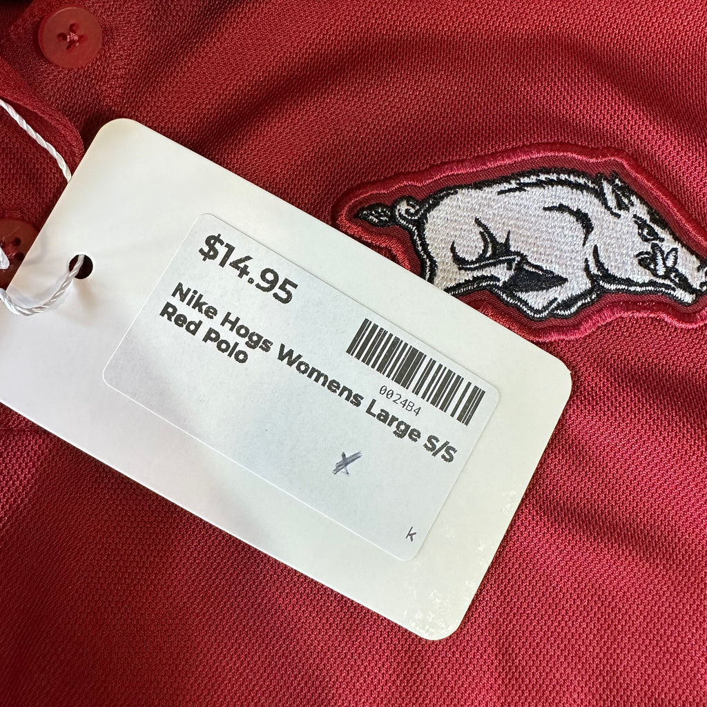 Arkansas Razorbacks Polo Shirt Womens Large Red Dri Fit Short Sleeve
