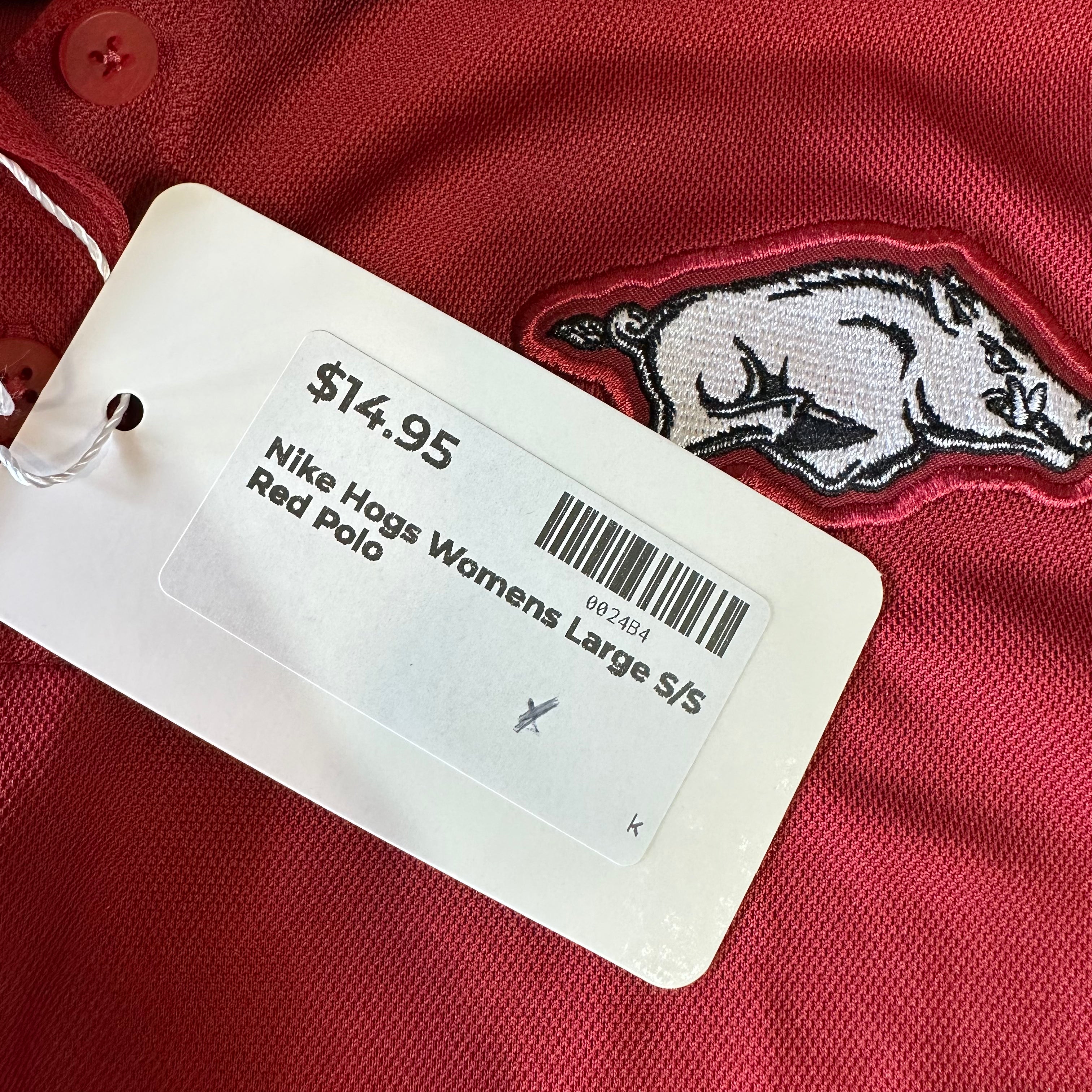 Arkansas Razorbacks Polo Shirt Womens Large Red Dri Fit Short Sleeve