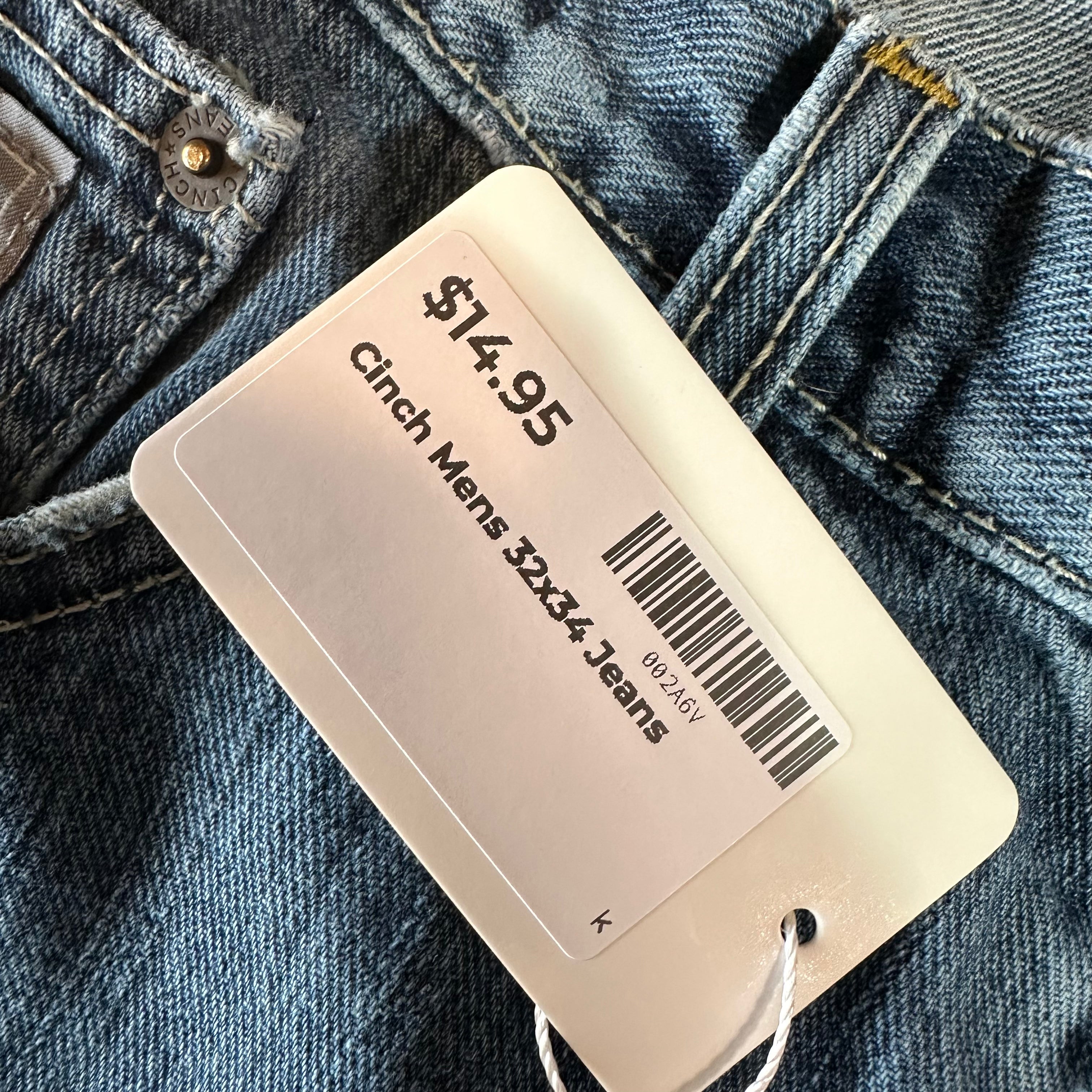 Cinch Mens 32x34 Blue Jeans *worn