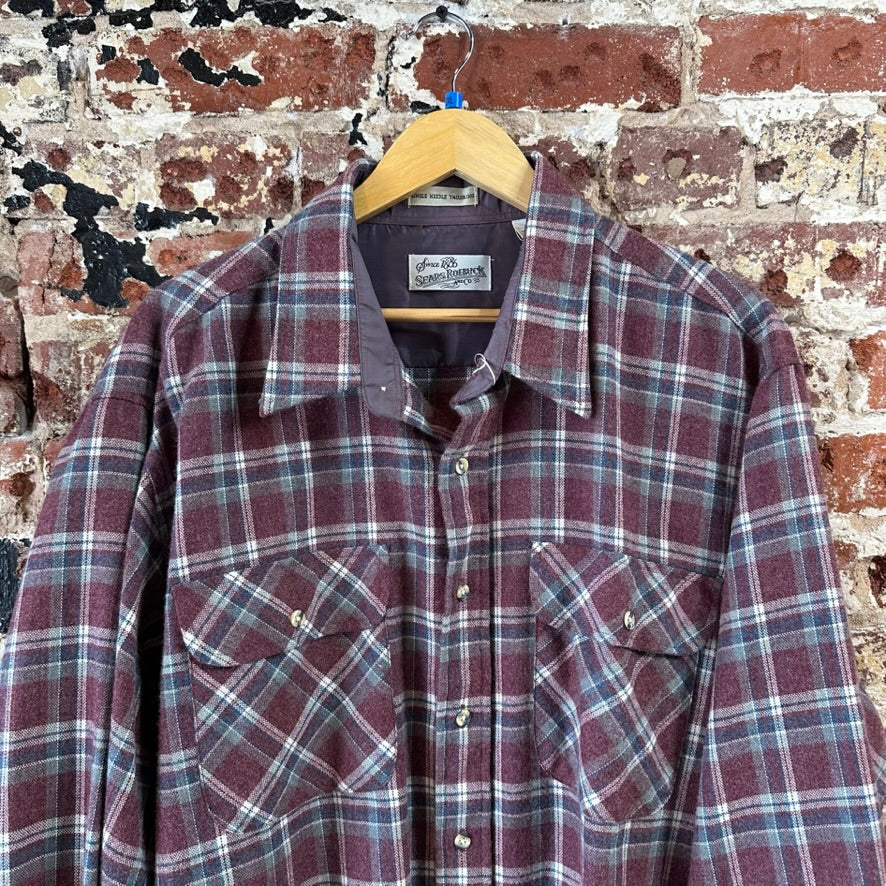 VTG Sears Mens 2XL Long Sleeve Button Up Flannel