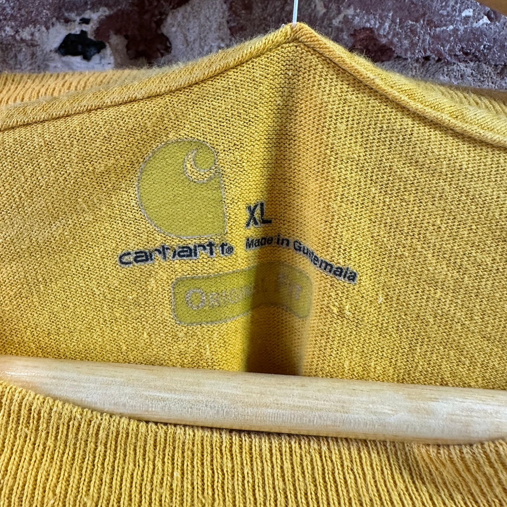 Carhartt Men's XL Original Fit Long Sleeve T Shirt Pocket T Mustard yellow