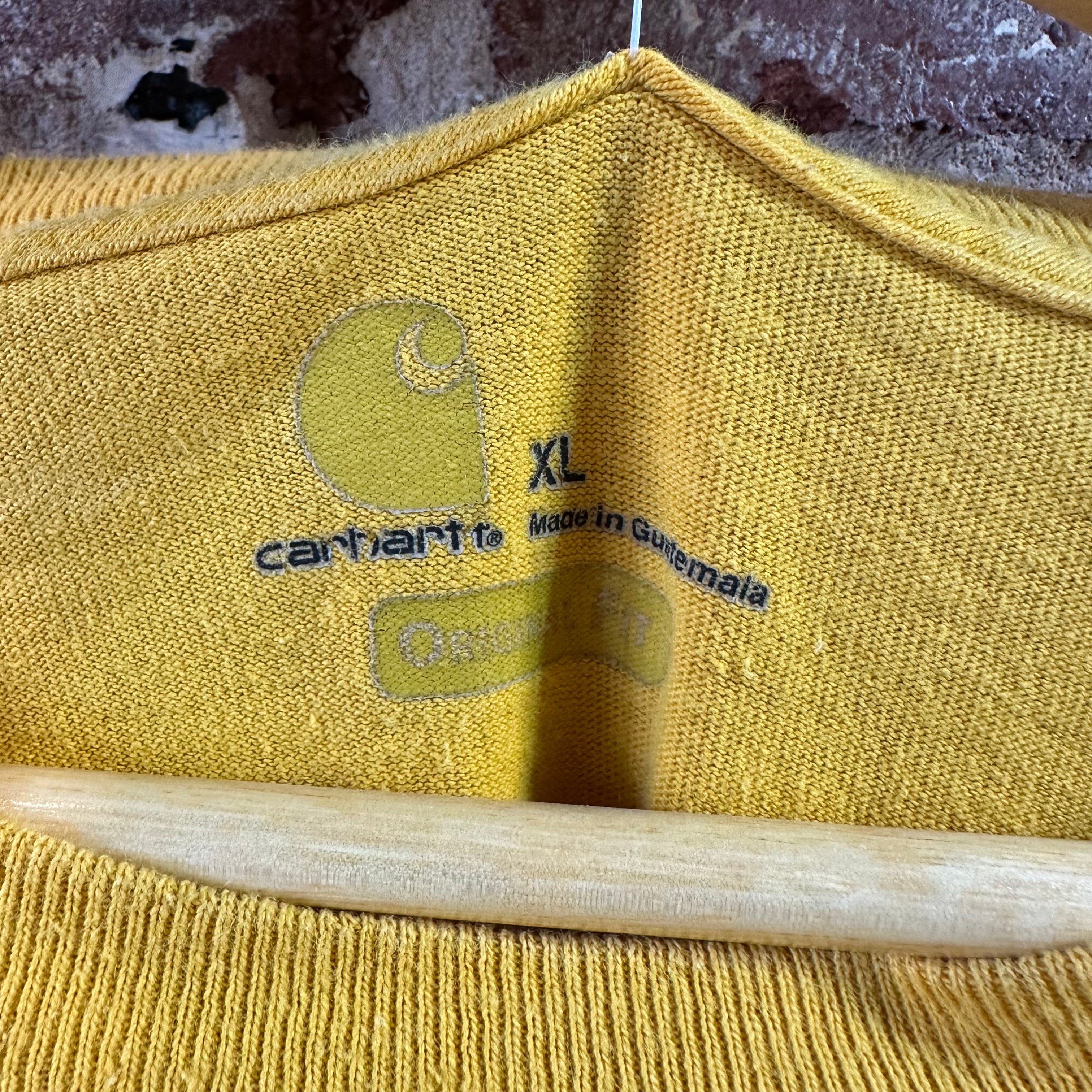 Carhartt Men's XL Original Fit Long Sleeve T Shirt Pocket T Mustard yellow