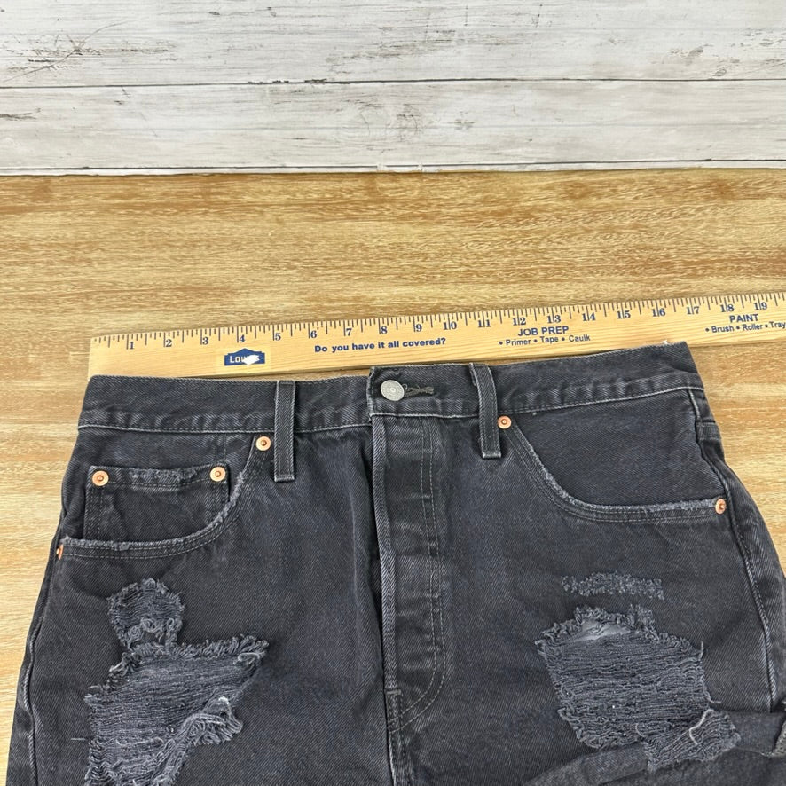 Levi's Cut Off Denim Black Jean Shorts Womens 32 Distressed - 33x2"