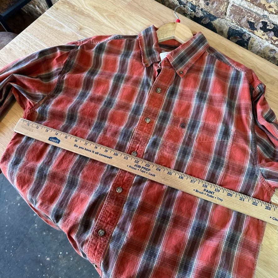 Carhartt S252 TEC Long Sleeve Mens Shirt Large Button Up Burnt Orange Plaid