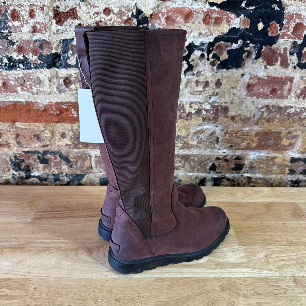 Sorel Womens AINSLEY CATTAIL TALL Leather Waterproof Boots Sz 7.5 Brown