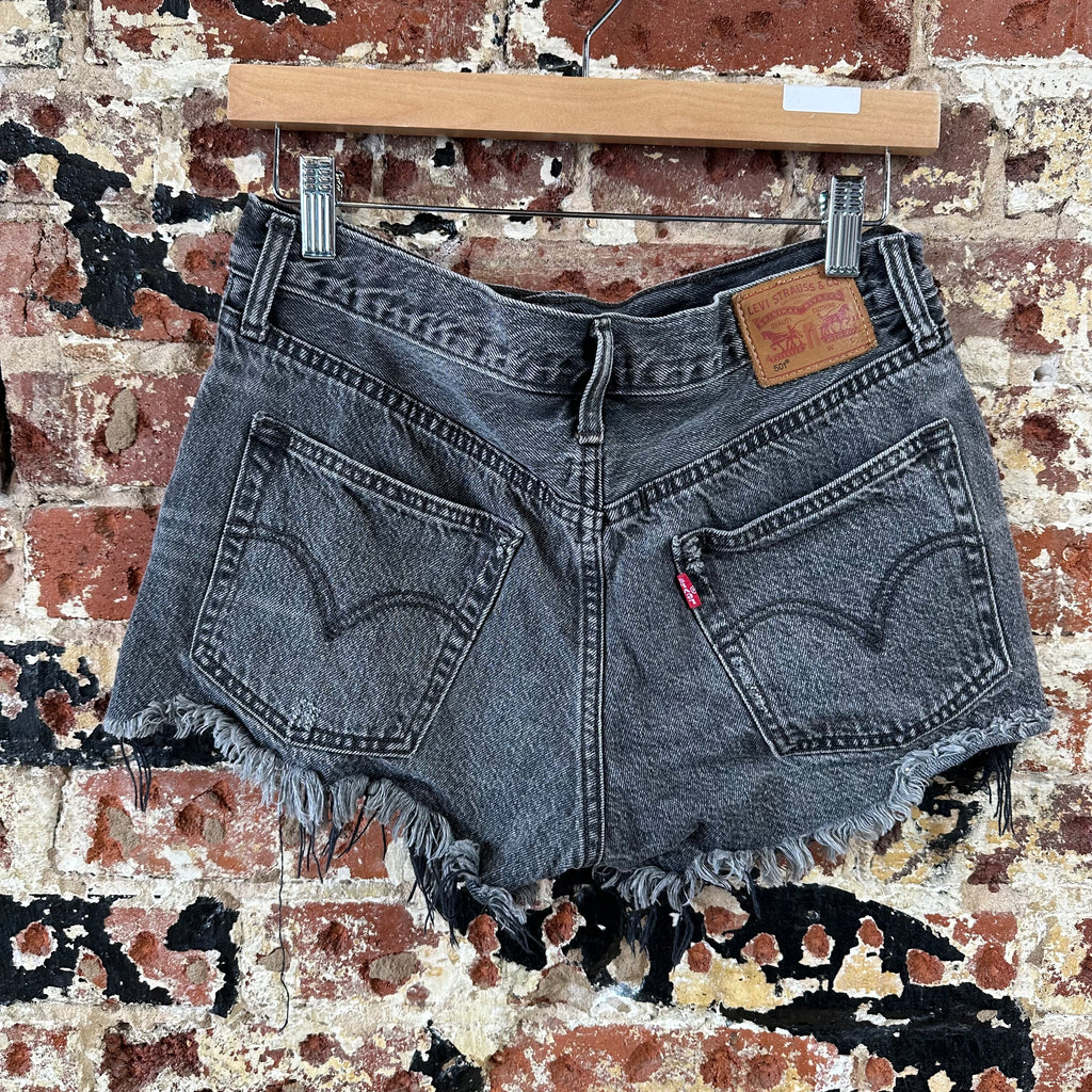 Levi's Cut Off Denim Black Jean Shorts Womens 27 Distressed- 30x2"
