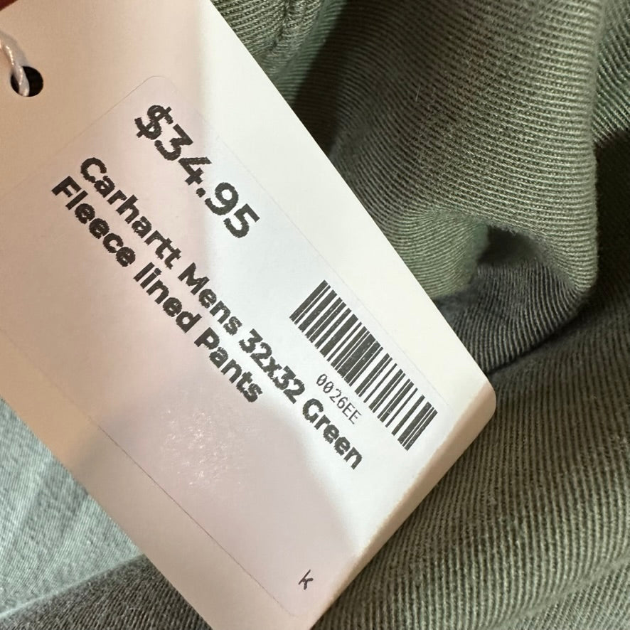 Carhartt Mens 32x32 Green Fleece Lined Pants