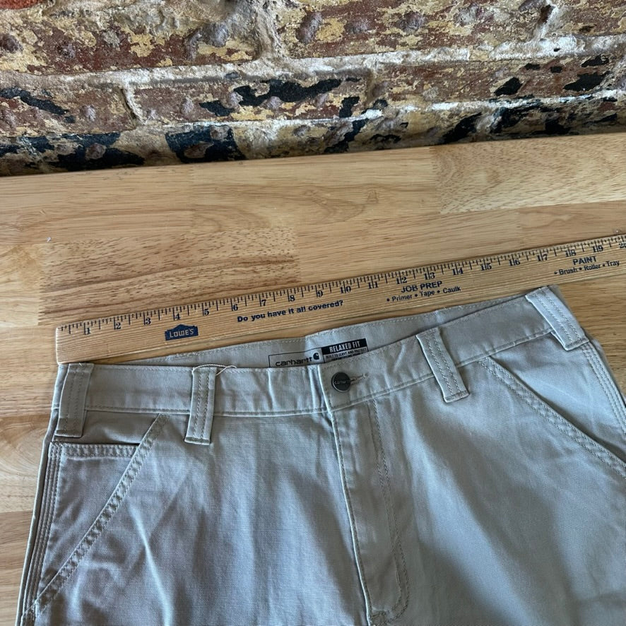 Carhartt Tan Pants Mens 34x32 canvas work utility Rugged Flex