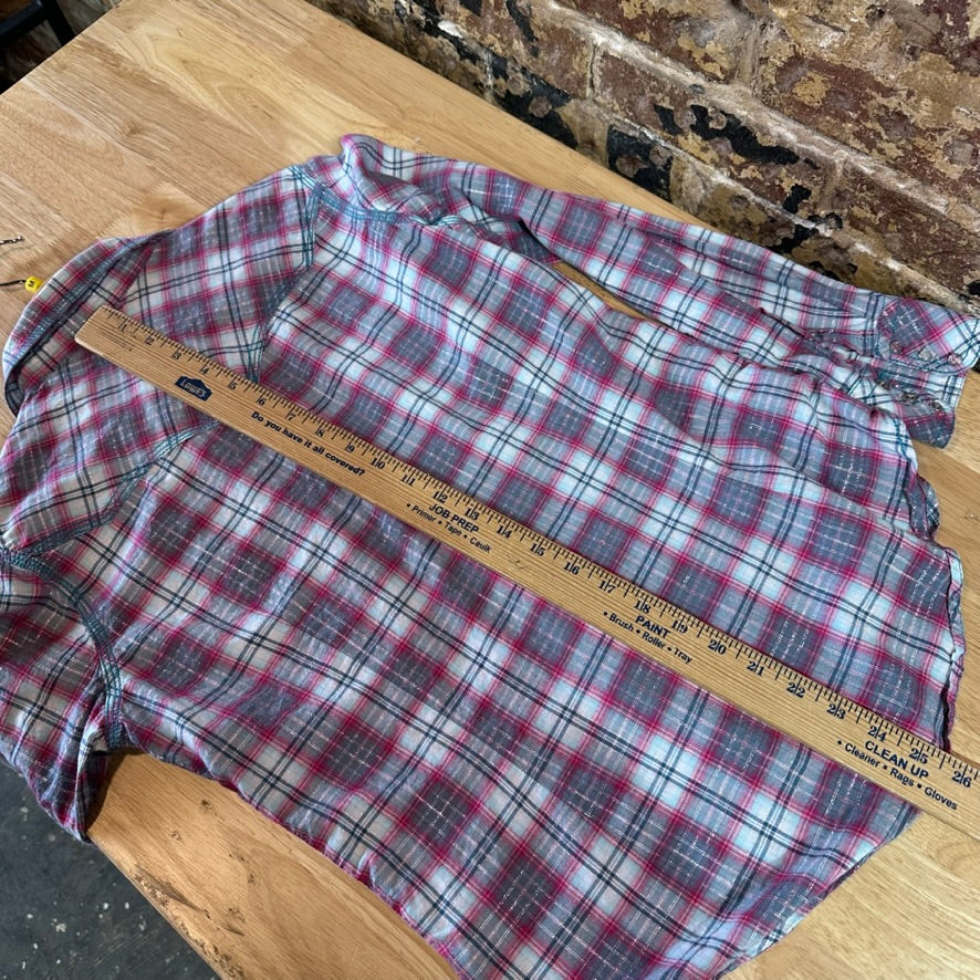 Ariat Womens Shirt Long Sleeve Snap Button Front Plaid Western Print Medium