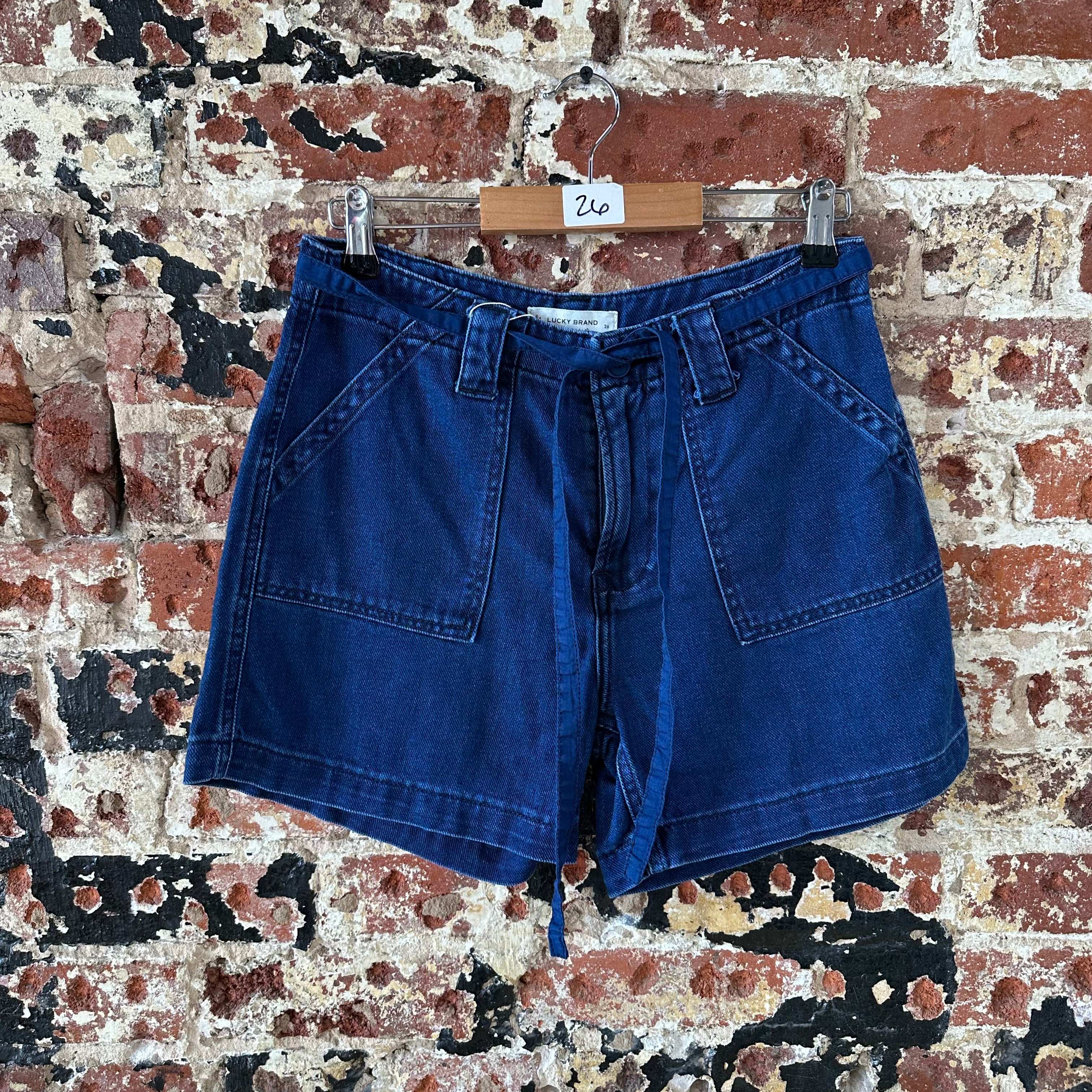 Lucky Brand belted Jeans Shorts Women's 26 Blue Denim High waisted