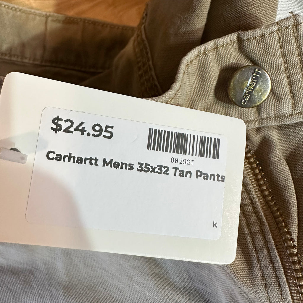 Carhartt Mens 35x32 Tan Pants