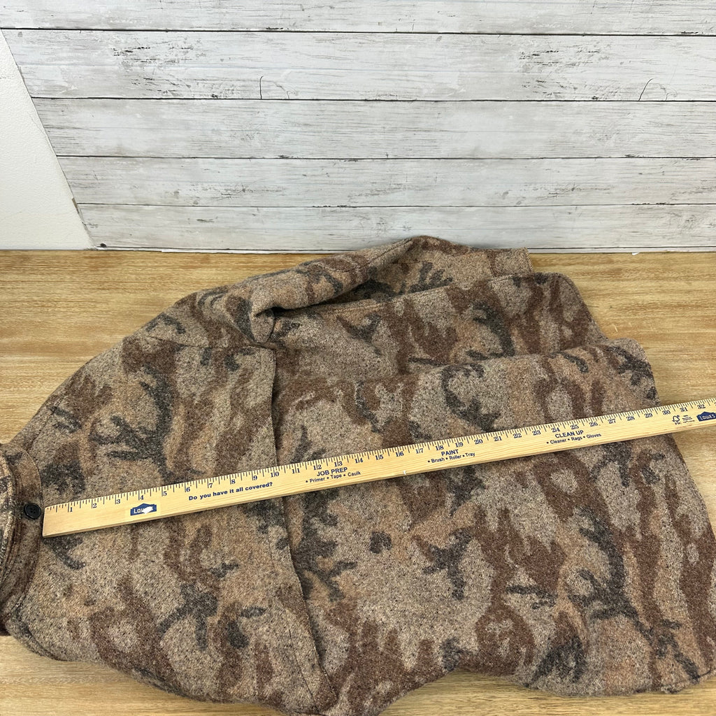 Vintage Sleeping Indian Designs Wool Camo Zip Up Jacket Made In USA Sz 2XL