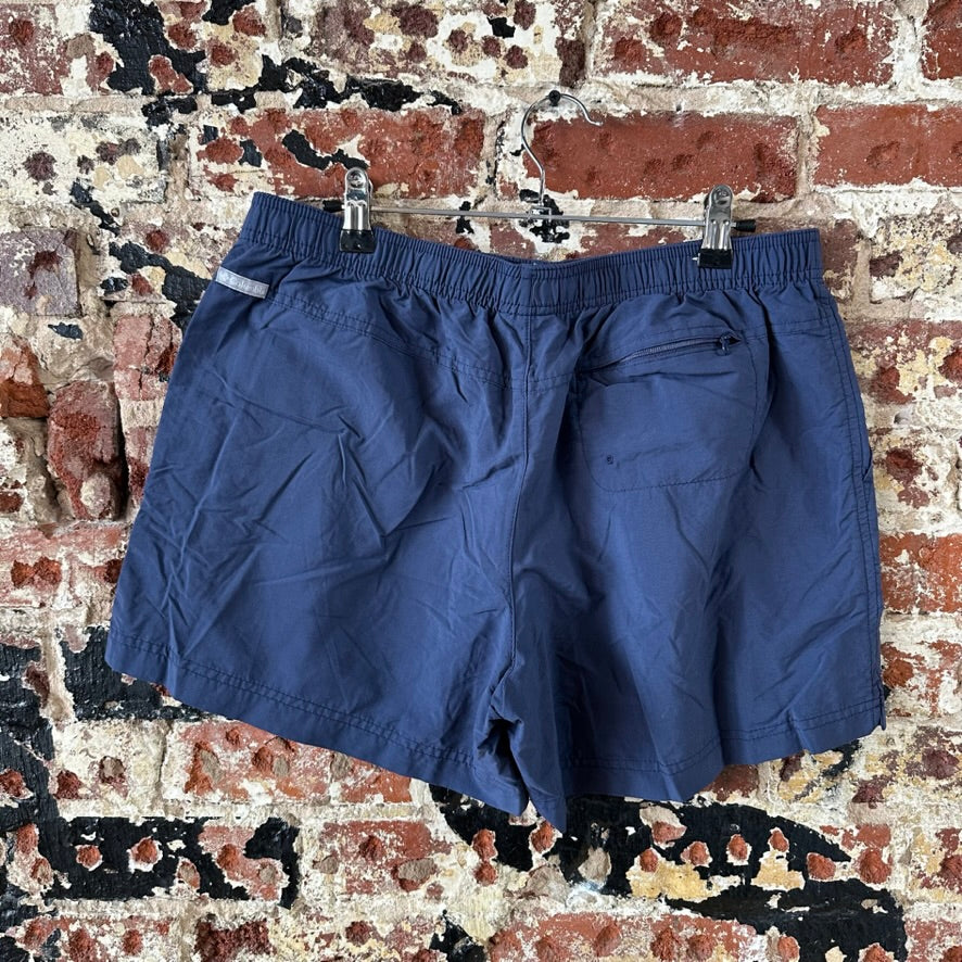 Columbia Camo Large Blue Drawstring w/Pockets Womens Shorts casual 32x4.5"