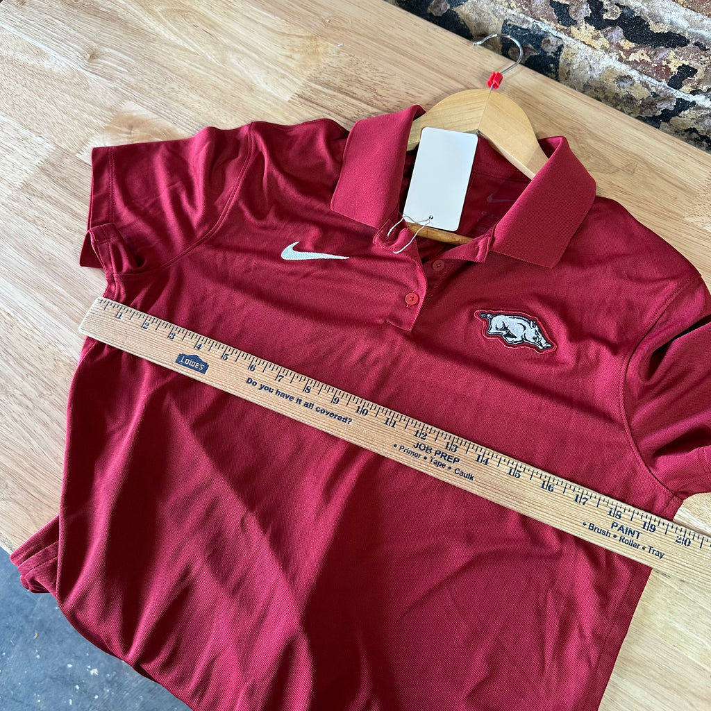 Arkansas Razorbacks Polo Shirt Womens Large Red Dri Fit Short Sleeve