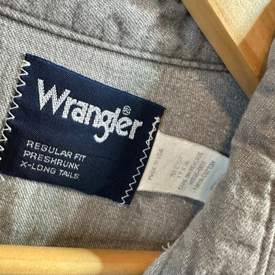 Wrangler Mens 17-35 Gray L/S Button Up