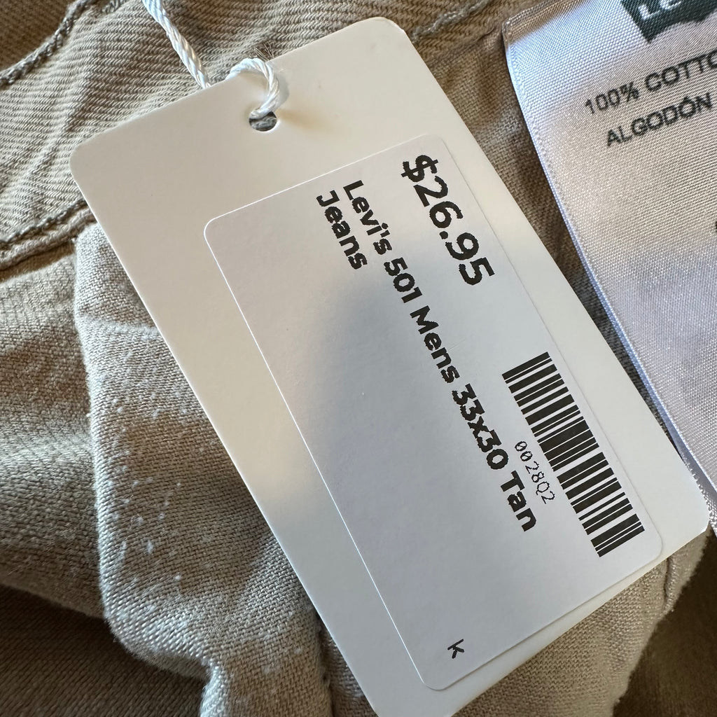 Levi's 501 Mens 33x30 Tan Jeans