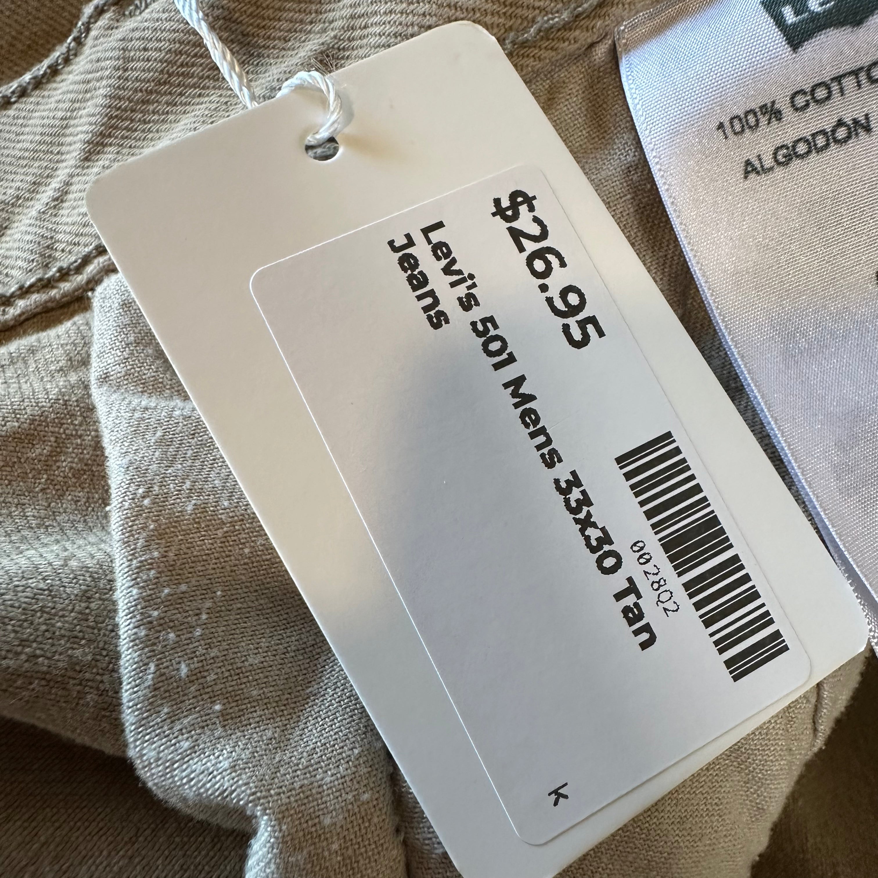 Levi's 501 Mens 33x30 Tan Jeans