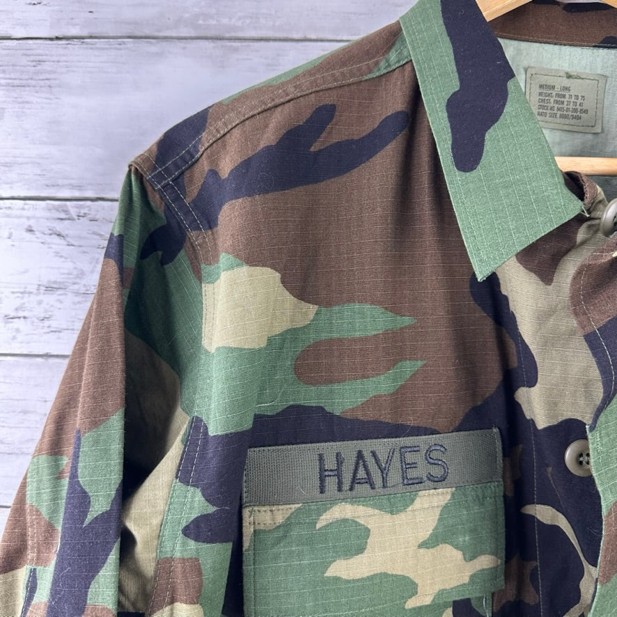 US Army Jacket Mens Medium Long Woodland Combat Coat Shirt