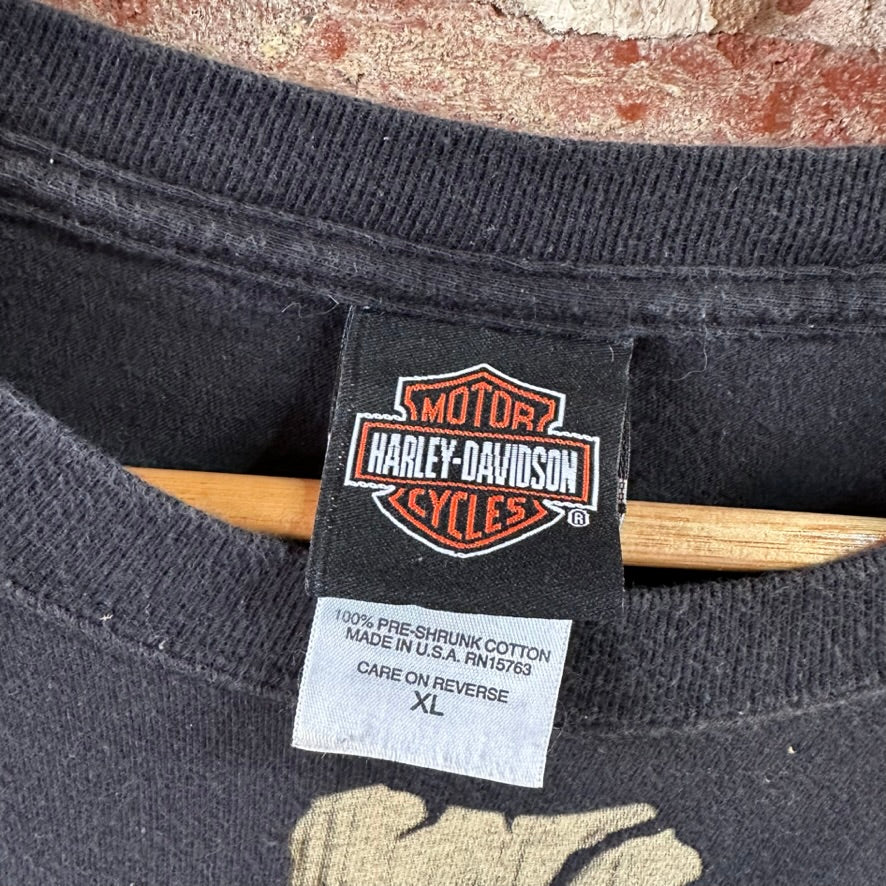 Harley Davidson T-Shirt Mens XL Long Sleeve Rare Skelton Bones