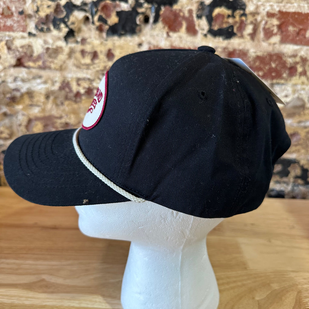 Lucky Brand Dungarees baseball Hat SnapBack black logo patch rope detail NEW