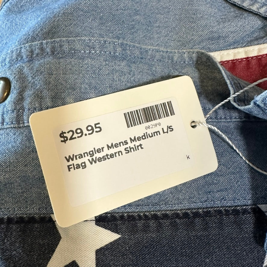 VTG Wrangler Mens Medium Western Flag Shirt
