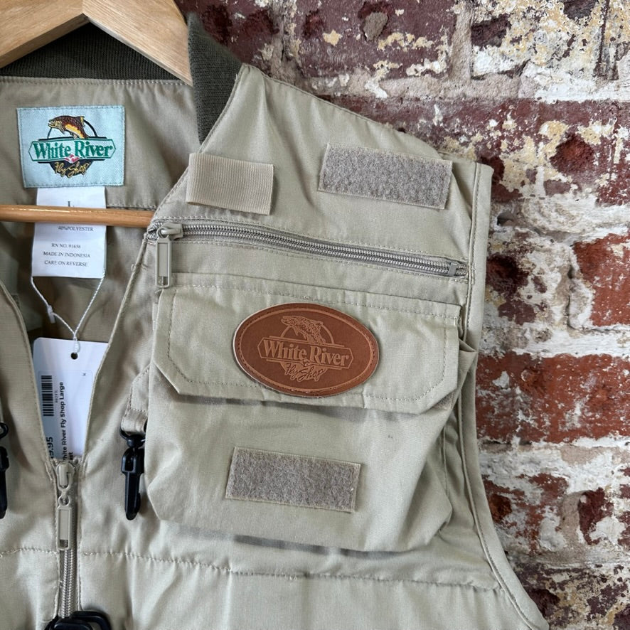 White River Fly Shop Fishing Vest Tan Multi-Pocket Utility Outdoor Size L
