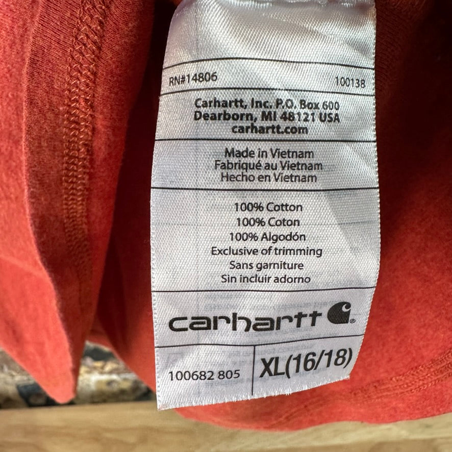 Carhartt T-Shirt Womens XL Long sleeve Work casual reddish orange