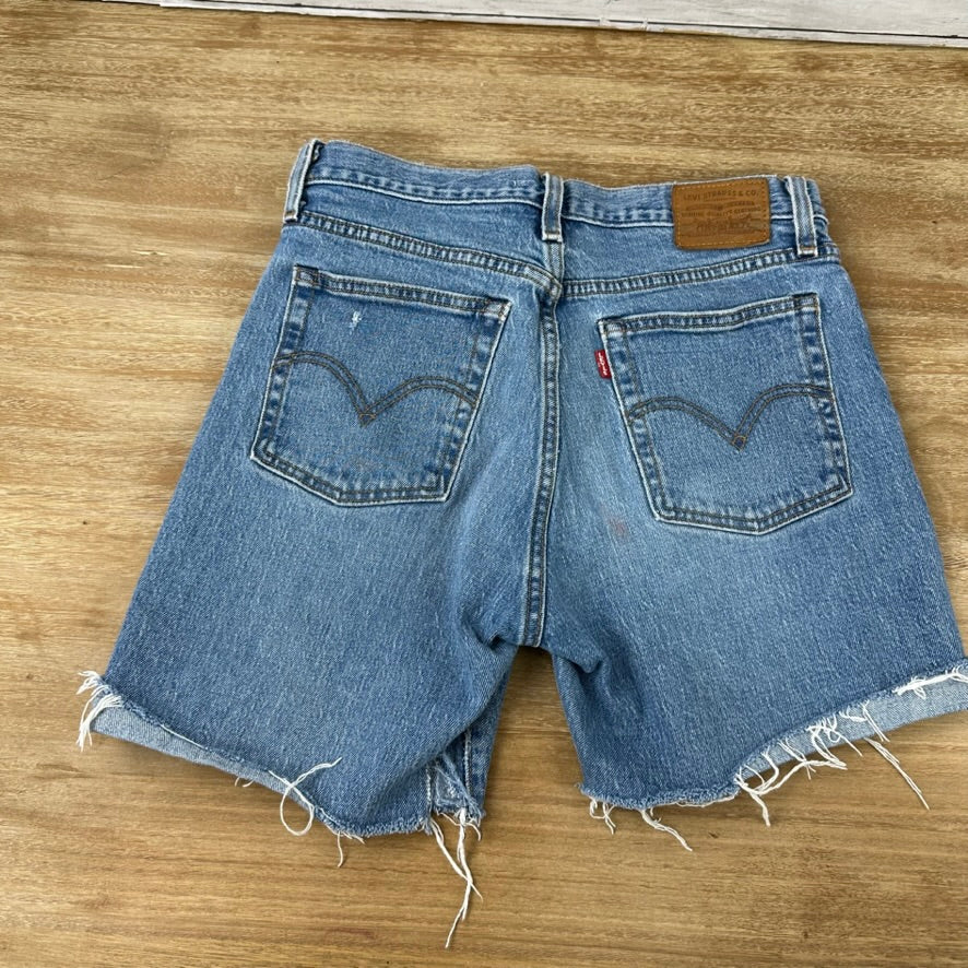 Levi's Cut Off Denim Blue Jean Shorts Womens 28 Distressed - 28x6"