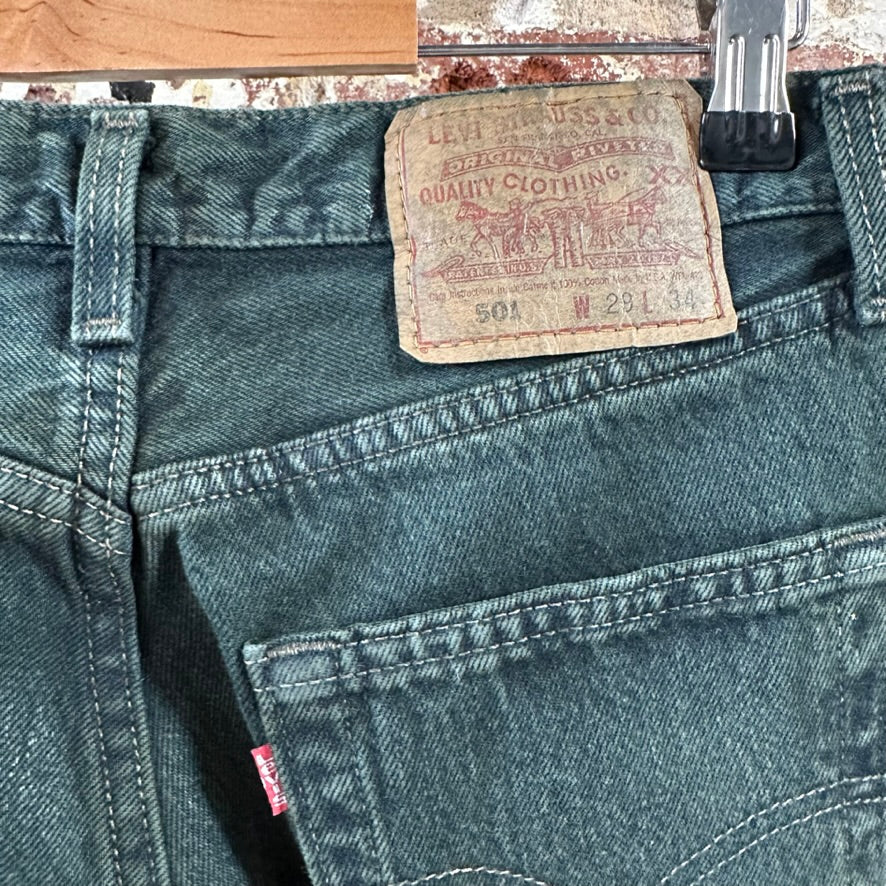 VTG Levis 501 Mens 29x34 Green Jeans