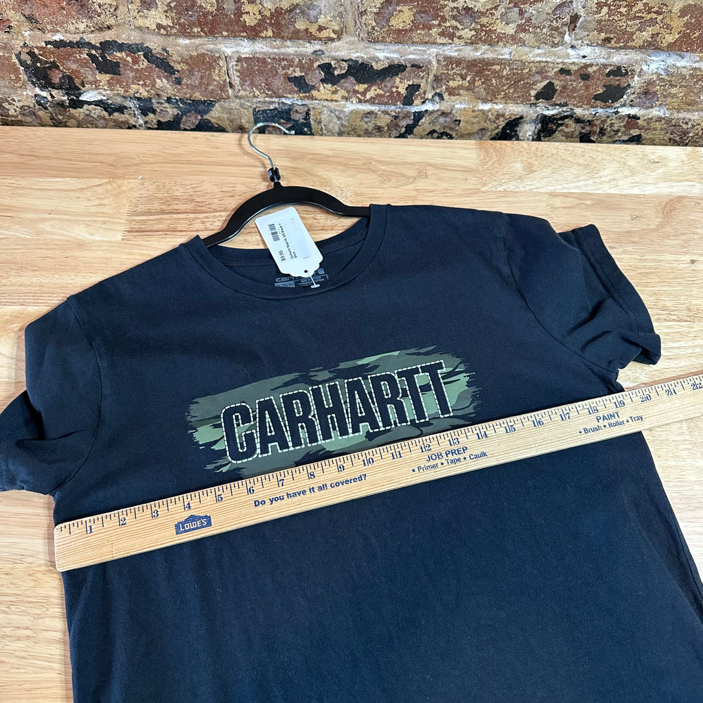 Carhartt Short Sleeve Black Camo Logo T-Shirt Boys XL Outdoor Hunting