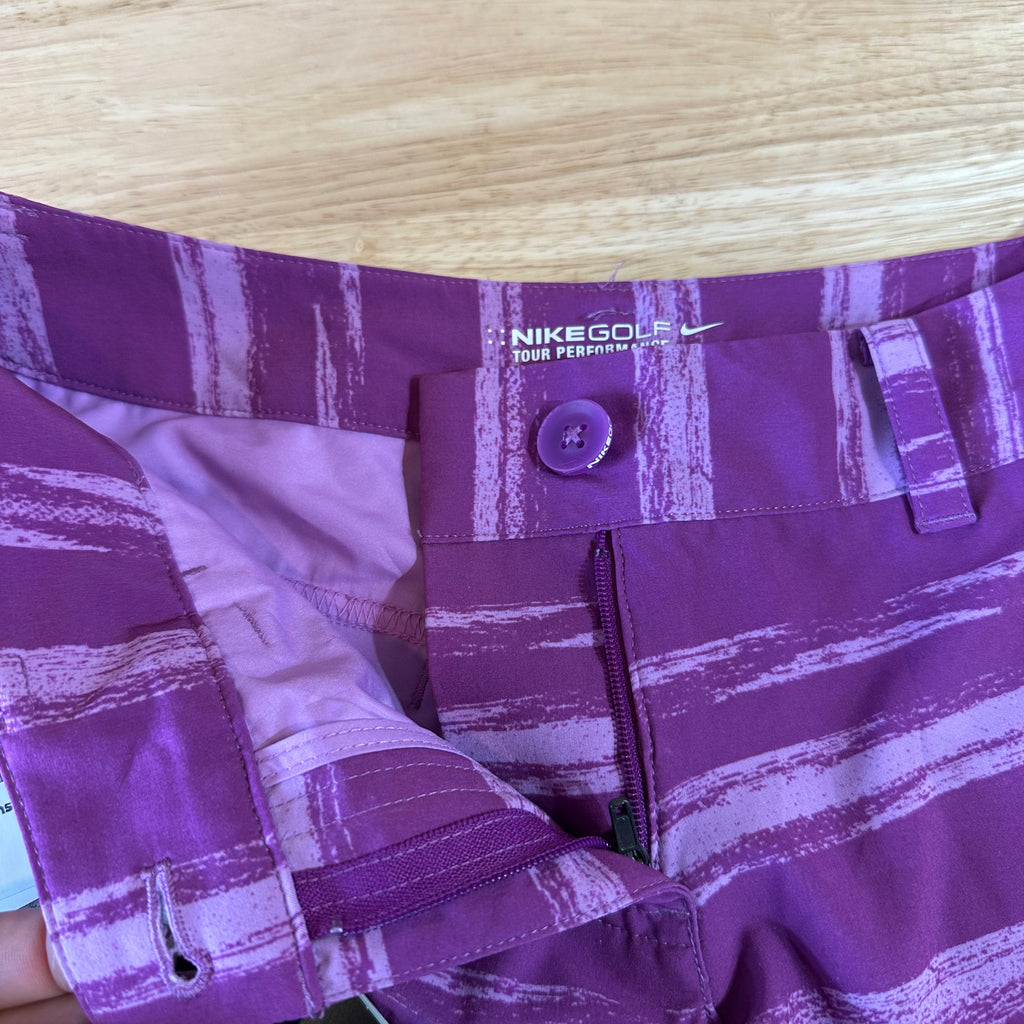 Nike Golf Shorts Purple Striped Tour Performance Womens 4 NEW 28x4"