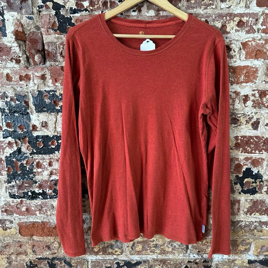 Carhartt T-Shirt Womens XL Long sleeve Work casual reddish orange