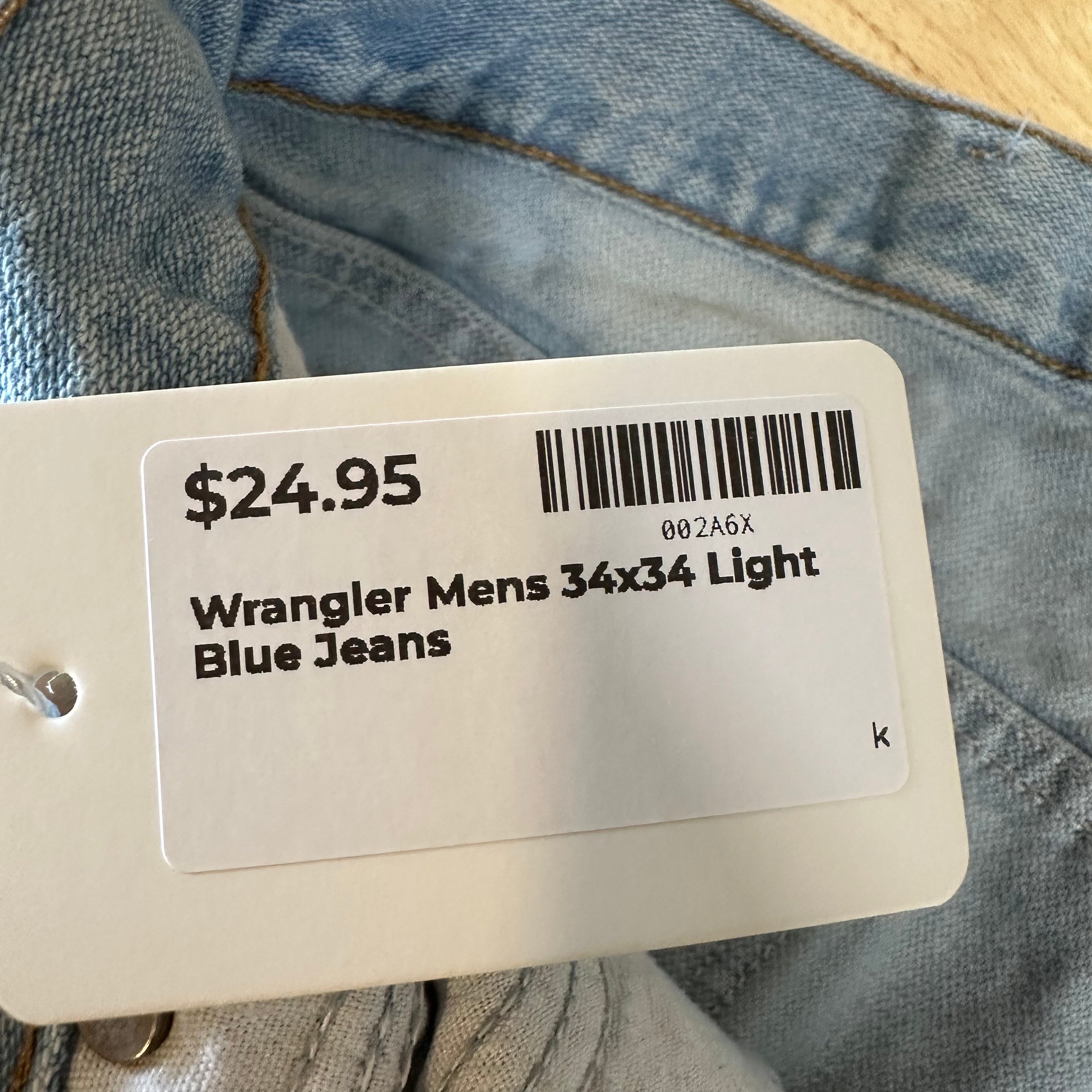 Wrangler Mens 34x34 Light Blue Jeans