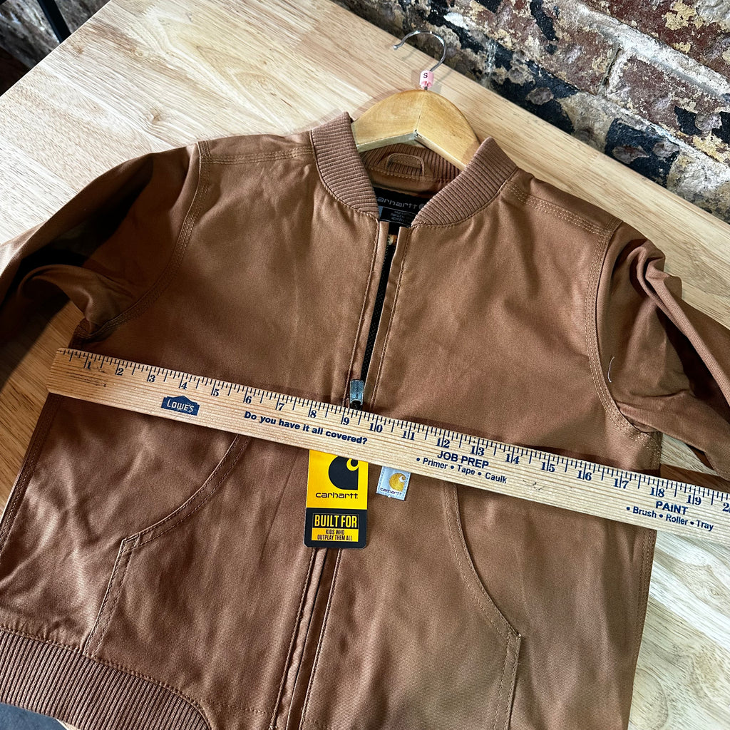 Carhartt Jacket Youth Girls Small (7-8) Rugged Flex Canvas Bomber Coat NEW Brown