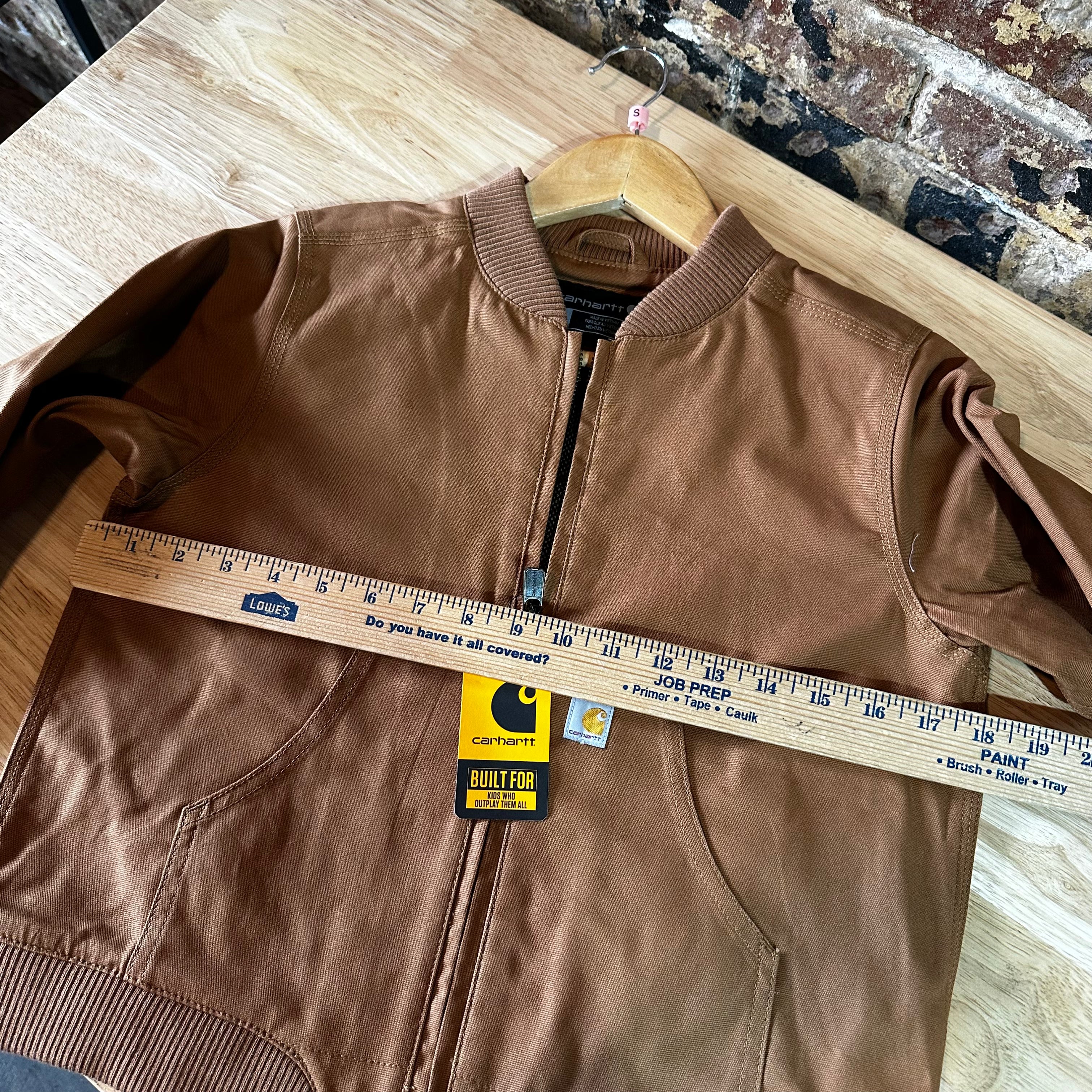 Carhartt Jacket Youth Girls Small (7-8) Rugged Flex Canvas Bomber Coat NEW Brown