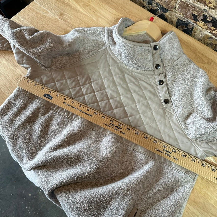 Abercrombie Fitch Women’s Asymmetrical Snap Fleece Tan Beige Large Sherpa