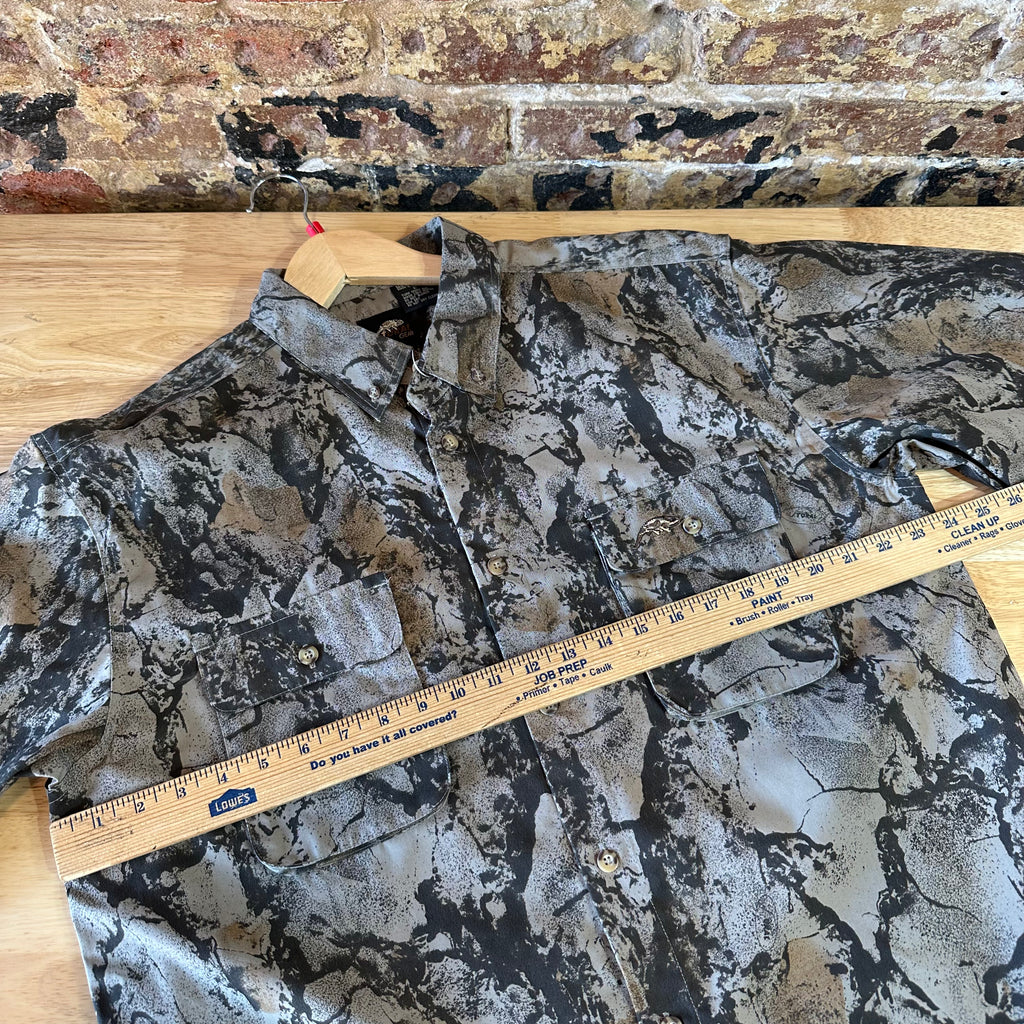 Natural Gear Shirt Men Large Brown Green Camo Hunting Button Up Short Sleeve NEW