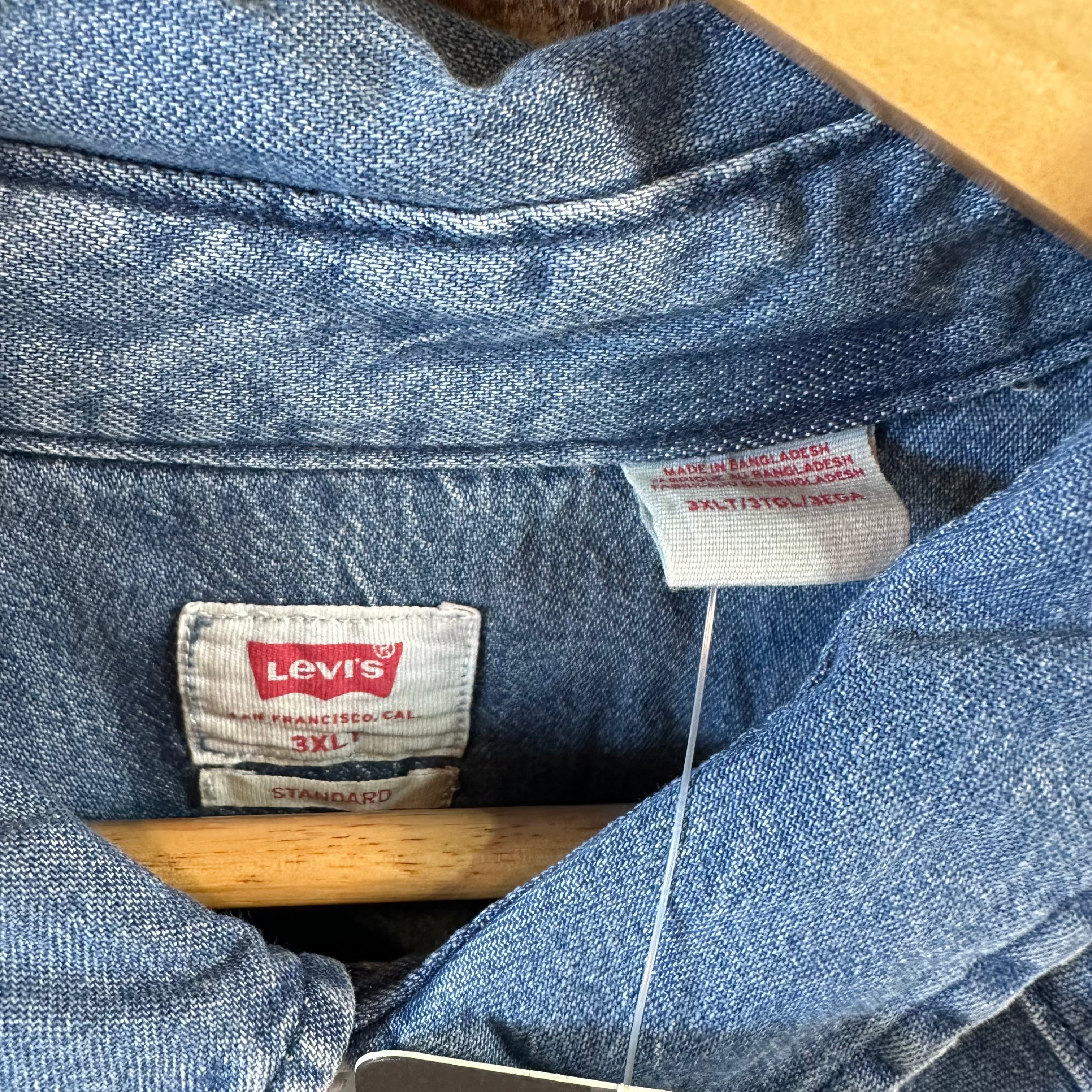 Levi's Mens 3XL Tall Pearl Snap Western Jean Shirt NEW