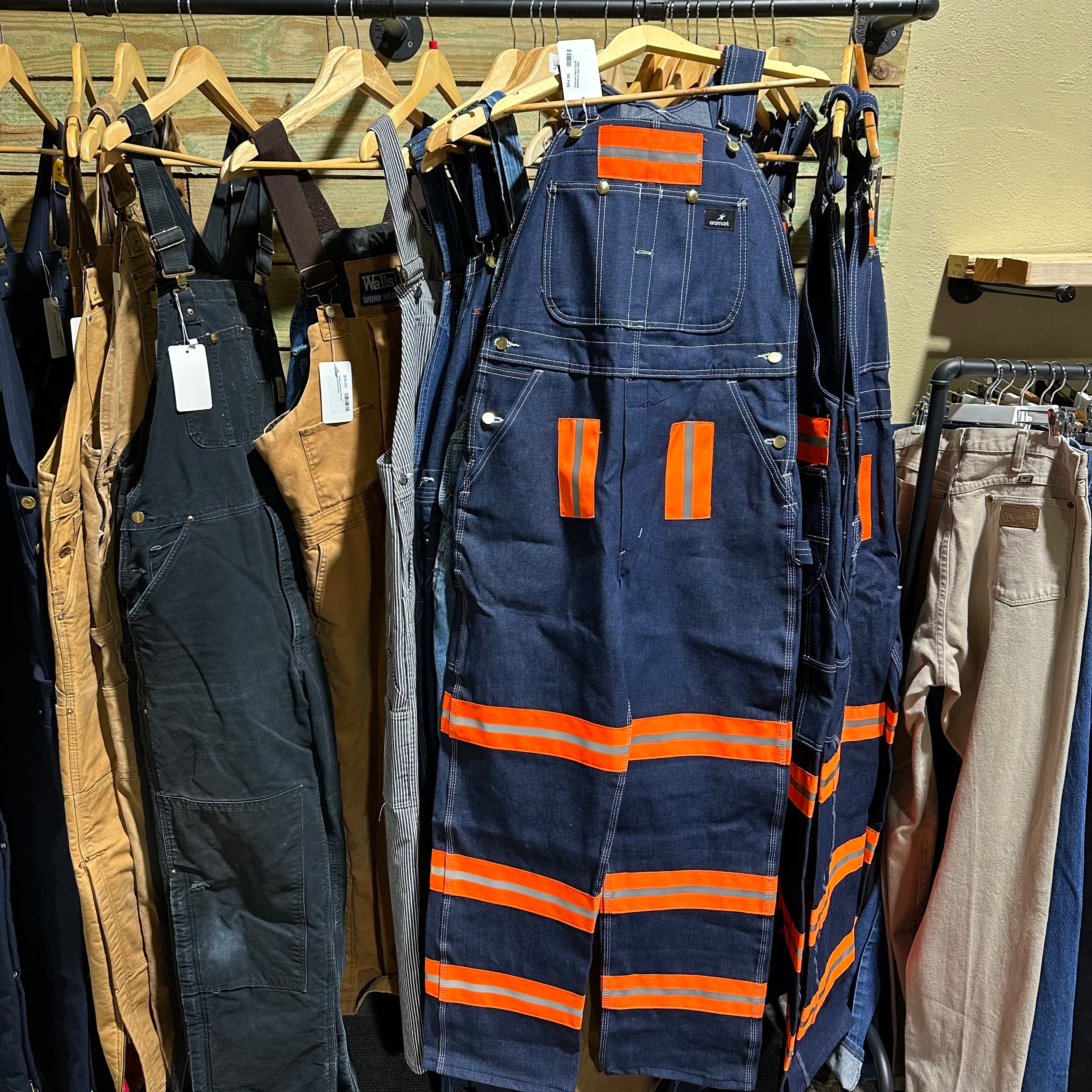 Aramark Mens 32x30 Reflective Jean Bib Overalls