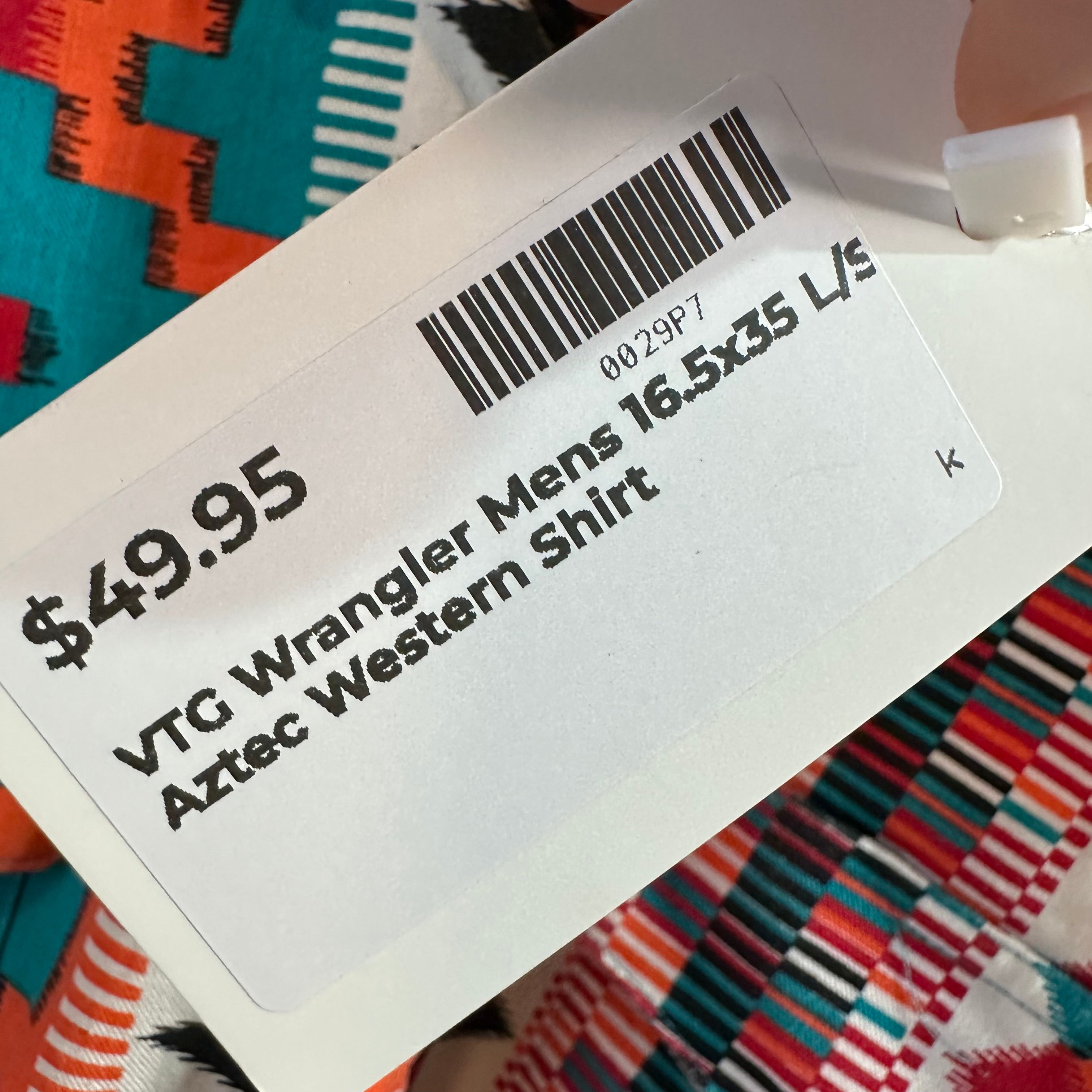 VTG Wrangler Men's Large Aztec Western Shirt
