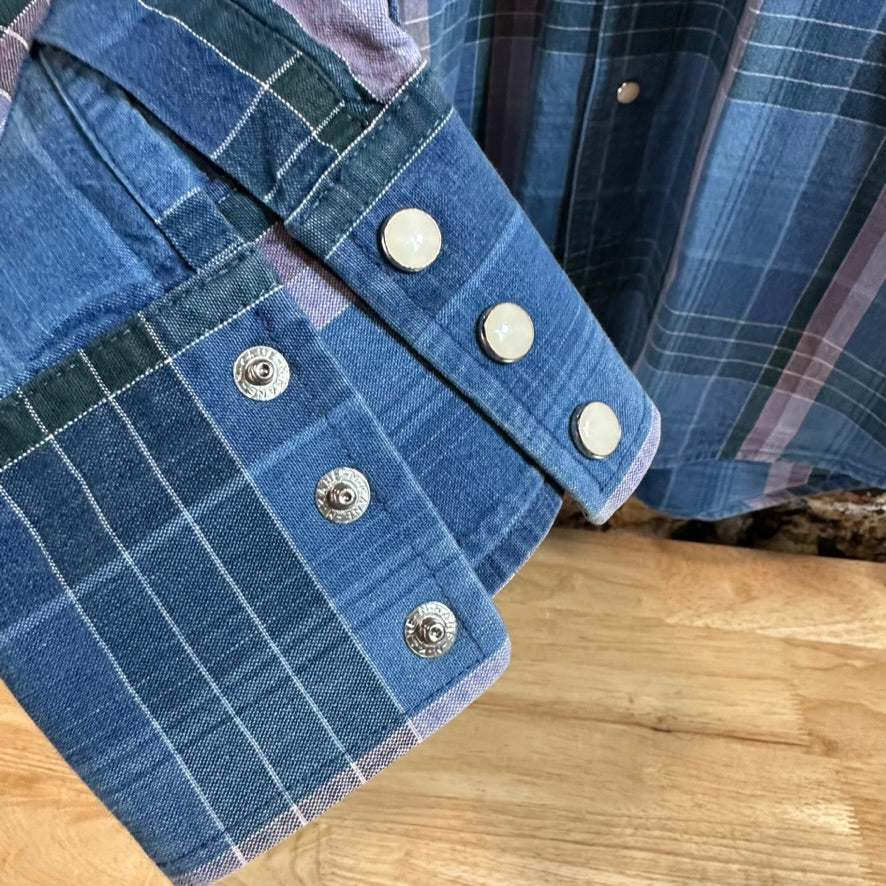VTG Wrangler Men's Large Blue Western Shirt