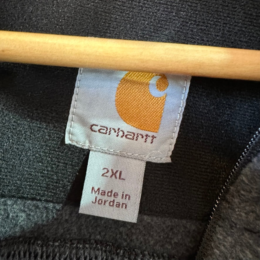 Carhartt Sweatshirt Mens 2XL Gray Quarter Zip Pullover Fleece Pockets