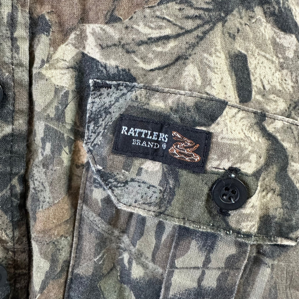 Rattlers Brand Mens Mossy Oak Break Up Camo Shirt Hunting Large Vintage