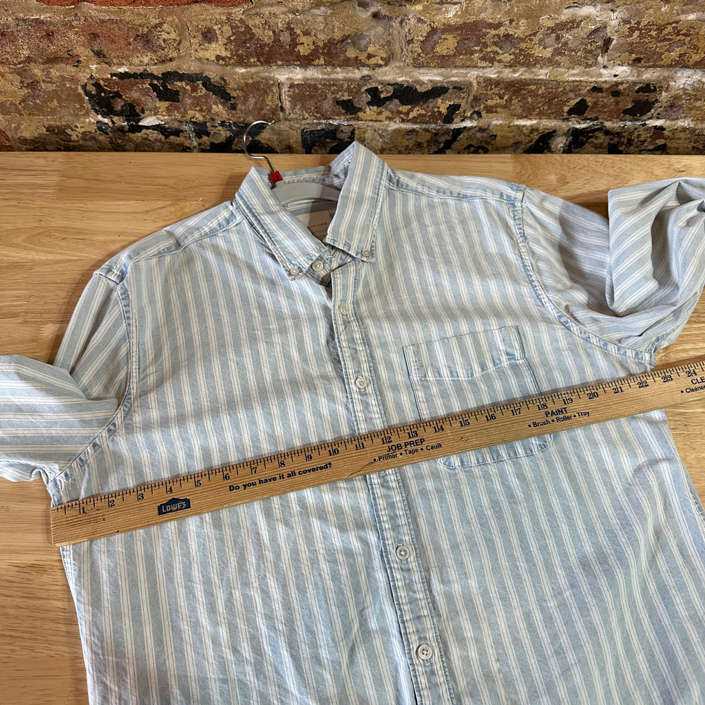 American Eagle AE Striped Shirt Mens Large Button Up Blue White