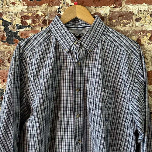 Ariat Pro Shirt Mens Large Button Down plaid Western Cowboy Rodeo long sleeve