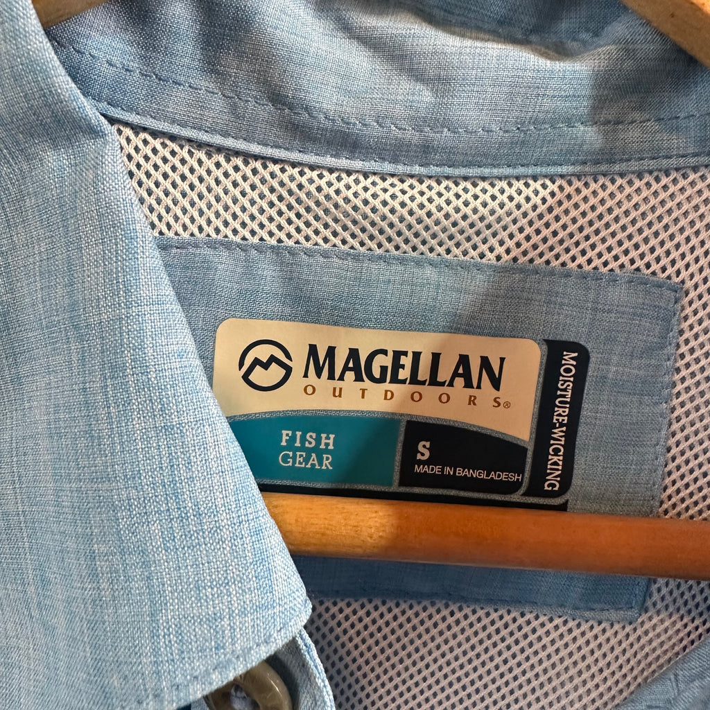 Magellan Shirt Mens Small Long Sleeve Button Down Fish Gear Blue NEW