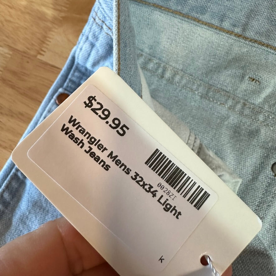 Wrangler Mens 32x34 Light Blue Jeans