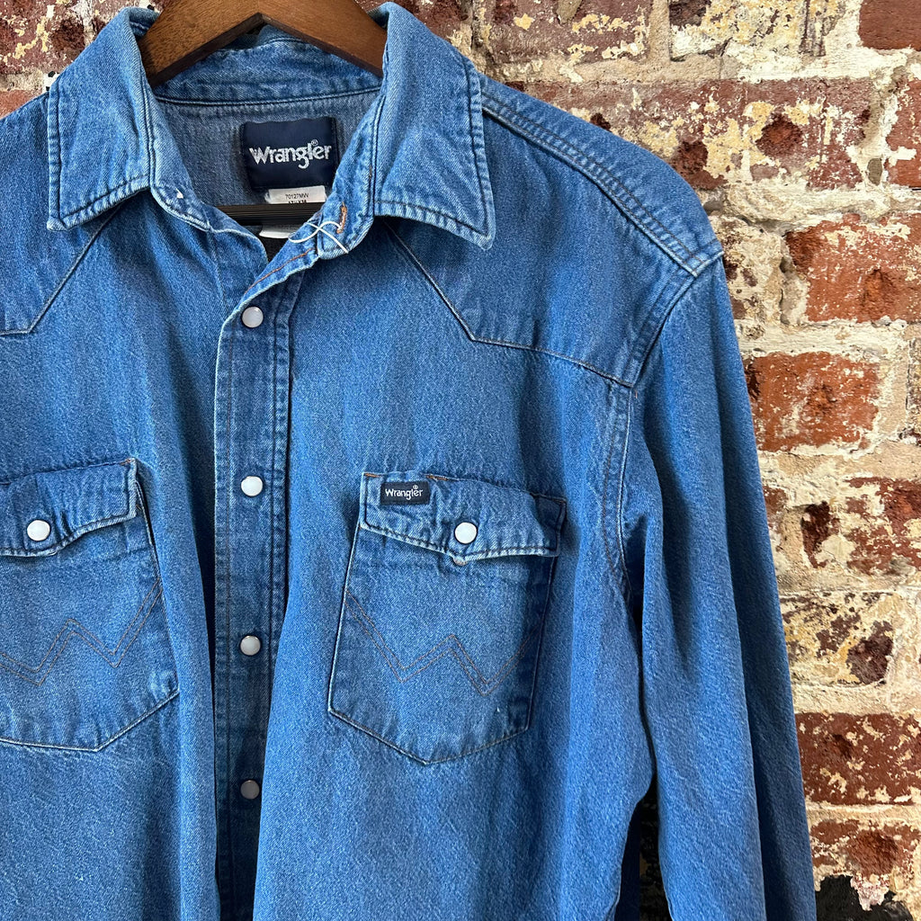 Wrangler Men's 17.5x36 Blue Western Shirt