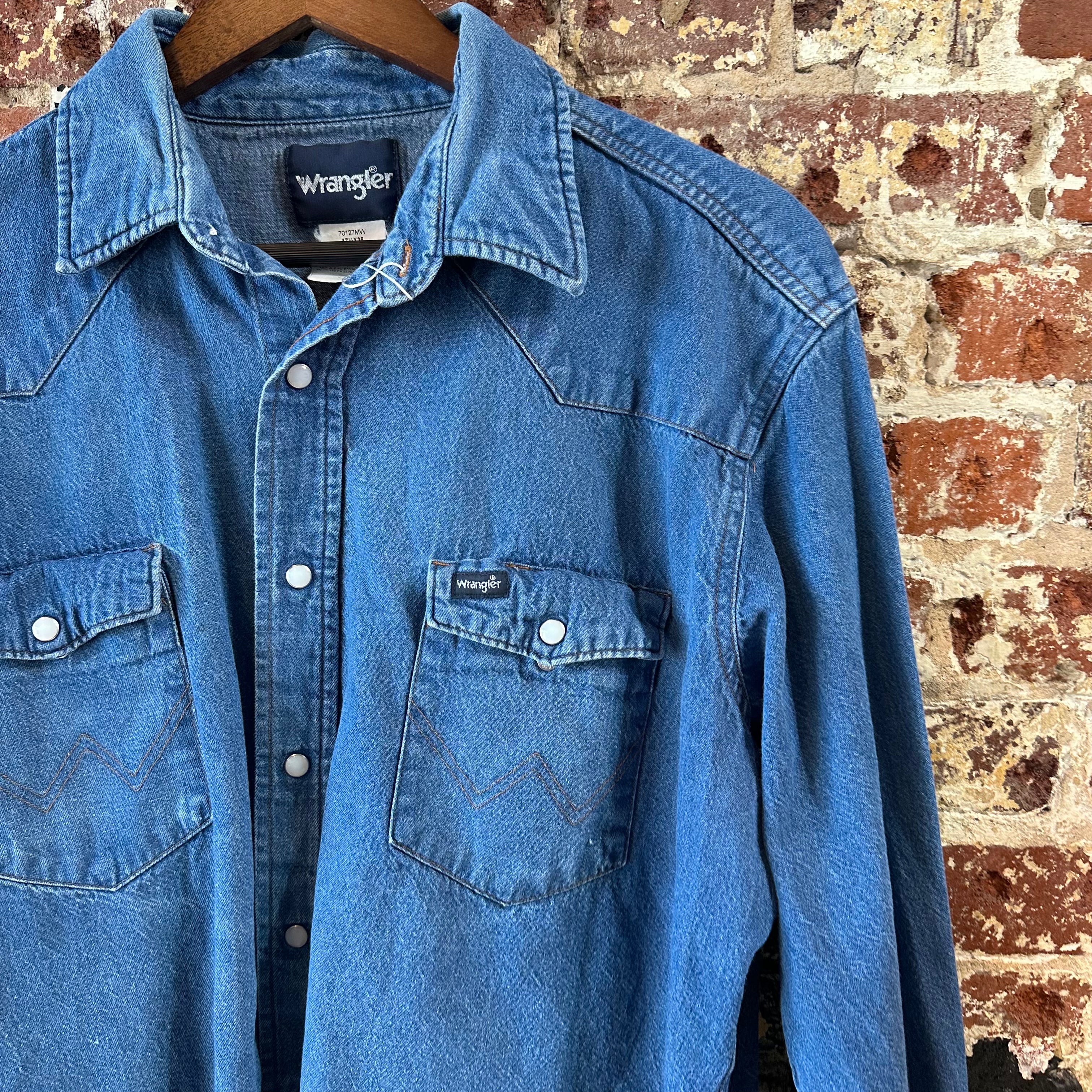 Wrangler Men's 17.5x36 Blue Western Shirt